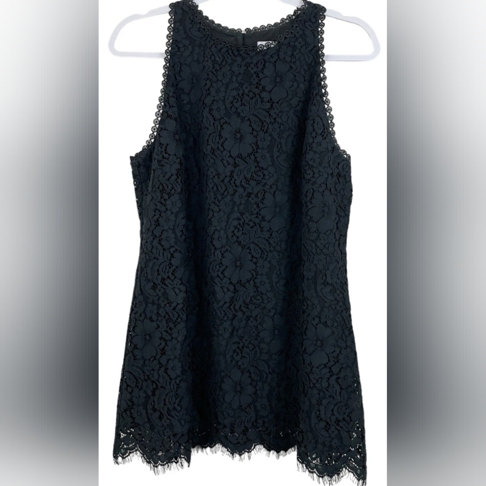 cabi - Display Lace Tunic Tank Top - Size Medium - Black Sleeveless
